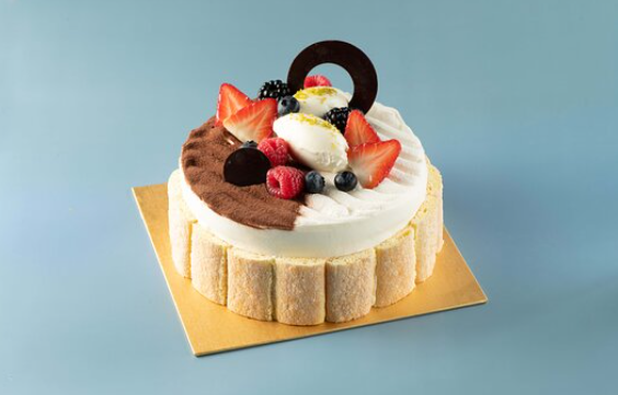 1 (3) Mixed Fresh Fruit Charlotte Cream Round Cake - Image 1
