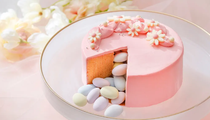 8 Pink Candy Lava Surprise Holiday Cake - Image 1